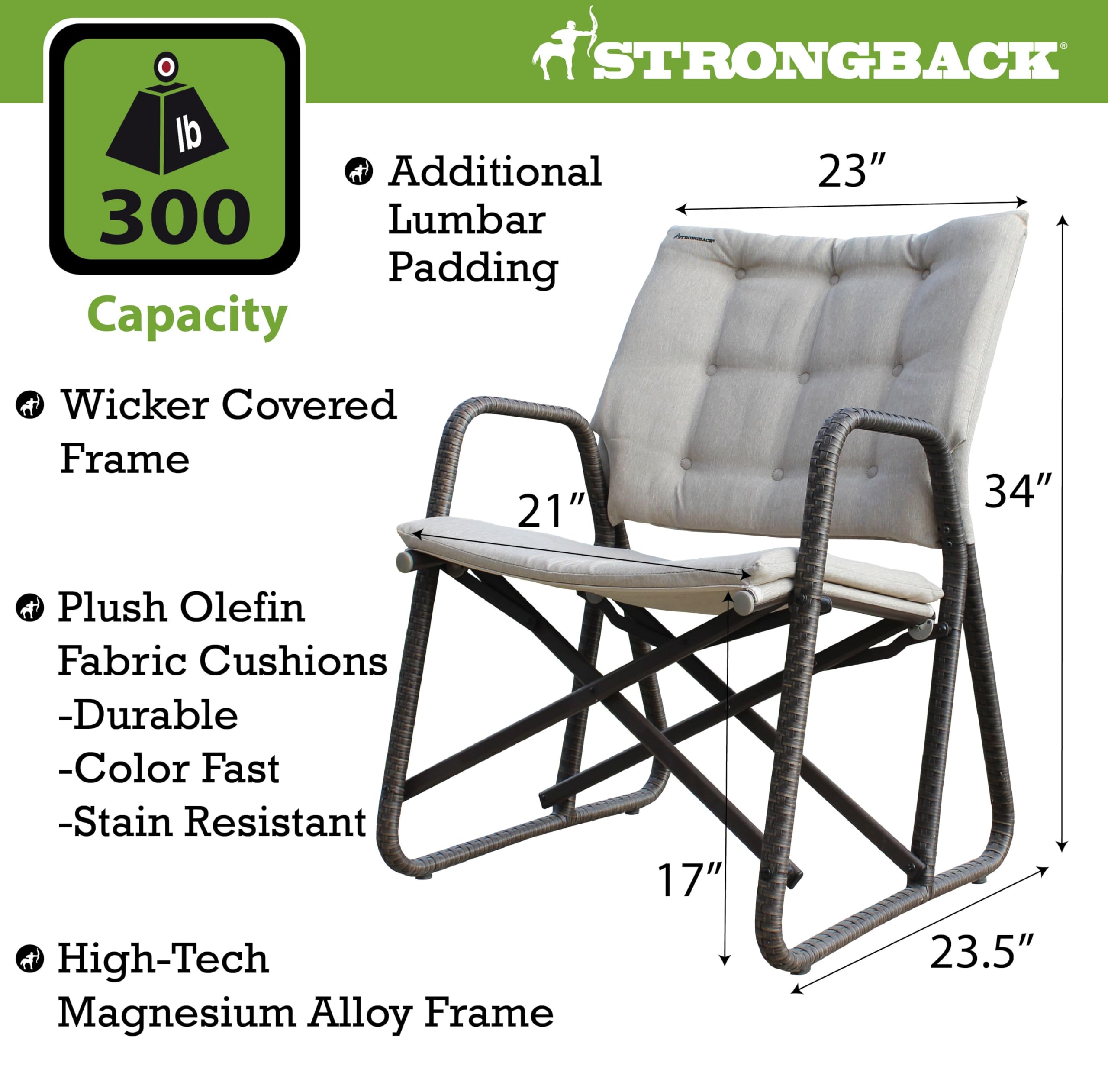 STRONGBACK lifestyle poolside placement showing elegant wicker and relaxing setup