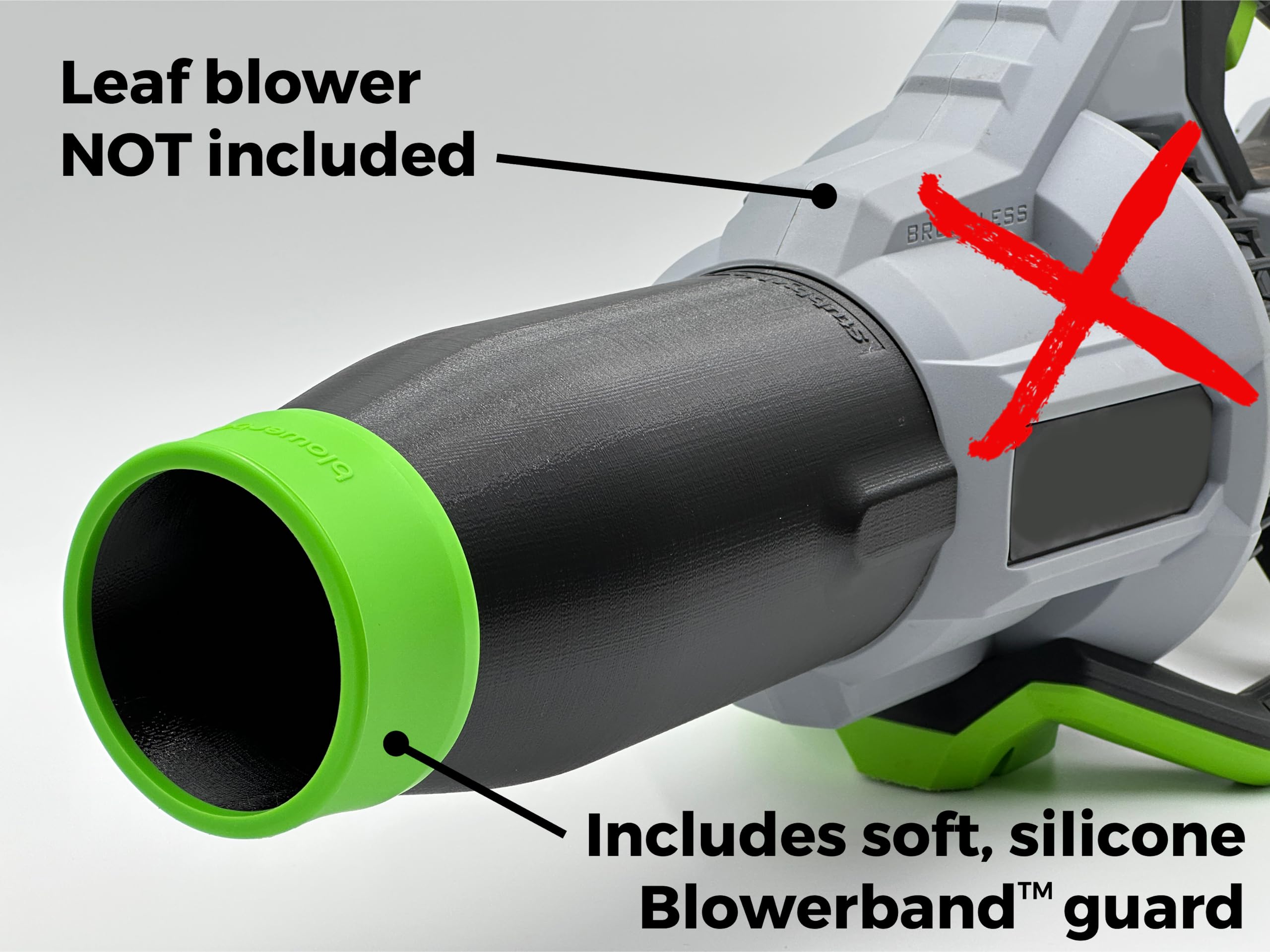 Stubby Nozzle Co. with green Blowerband included for reliable attachment