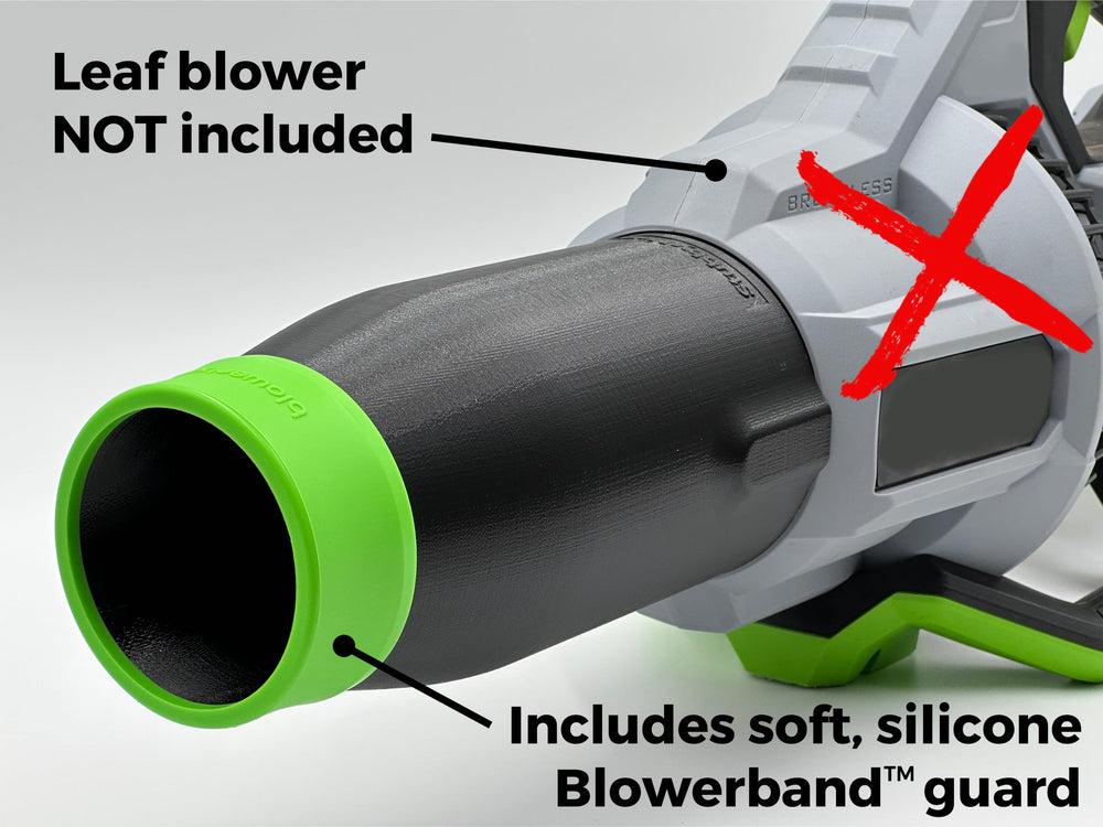 Stubby Nozzle Co. with green Blowerband included for reliable attachment