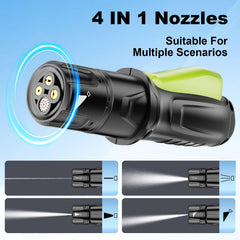 StupidFrog nozzle close-up displaying 4-in-1 spray versatility