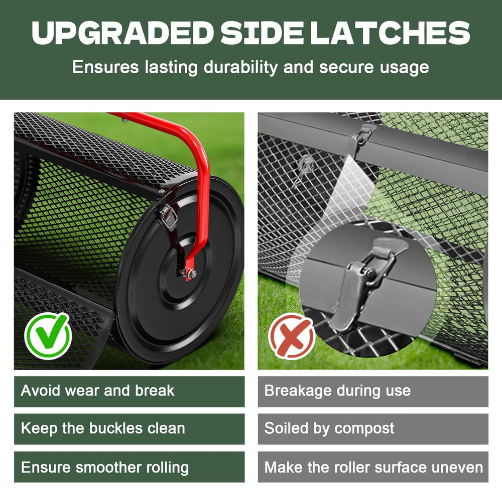Sturdon hinged door open for quick refill and reduced material spills