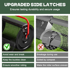 Sturdon hinged door open for quick refill and reduced material spills