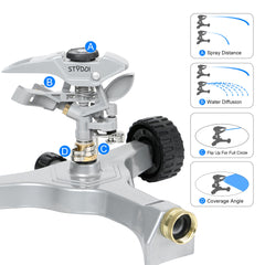 STYDDI detailed metal sprinkler head showing durable construction and long-life benefit
