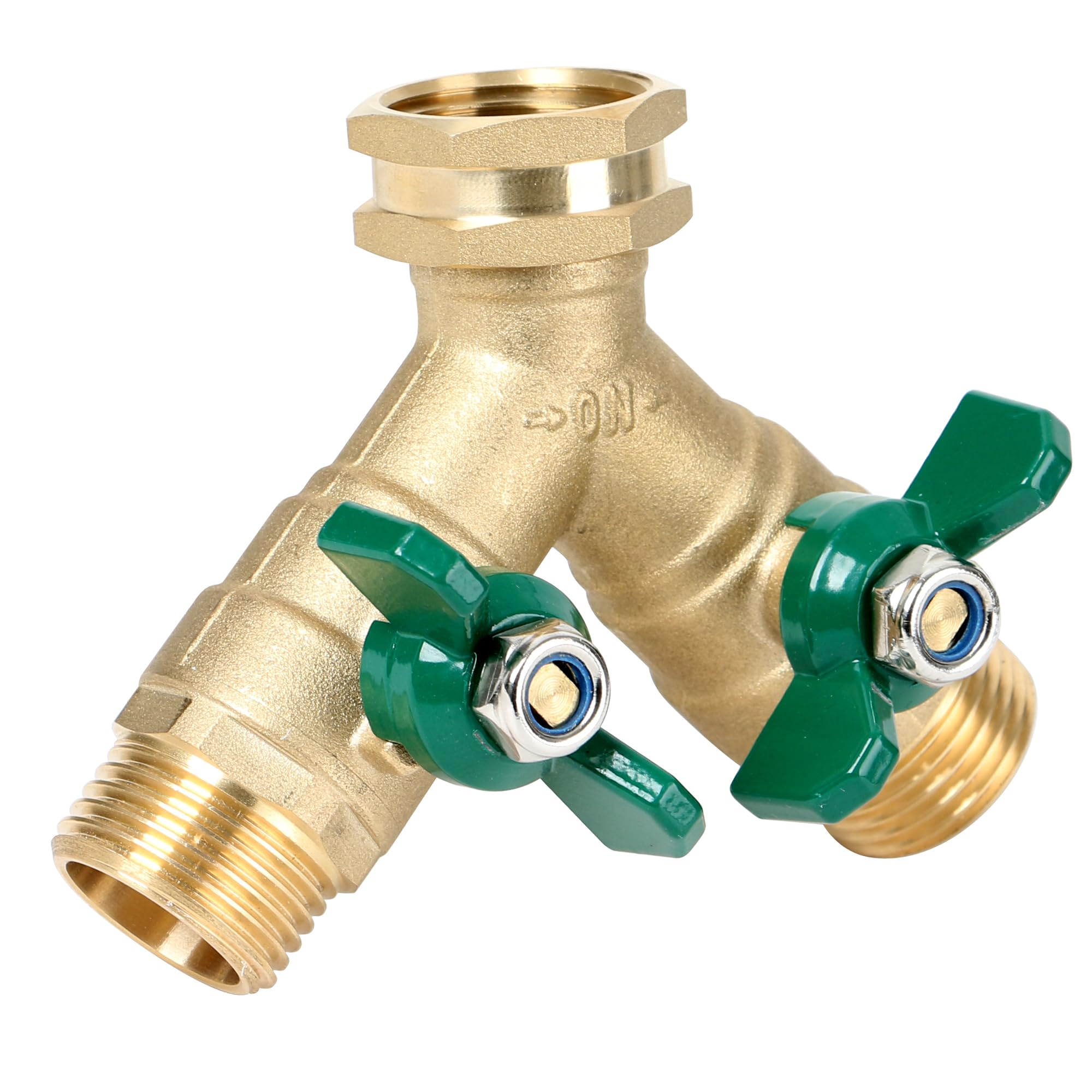 STYDDI front view showing robust brass body and dual outlets for reliable flow