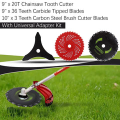 Stylemafia 10-inch 3-tooth carbon blade edge view showing sturdy steel for heavy grass clearing