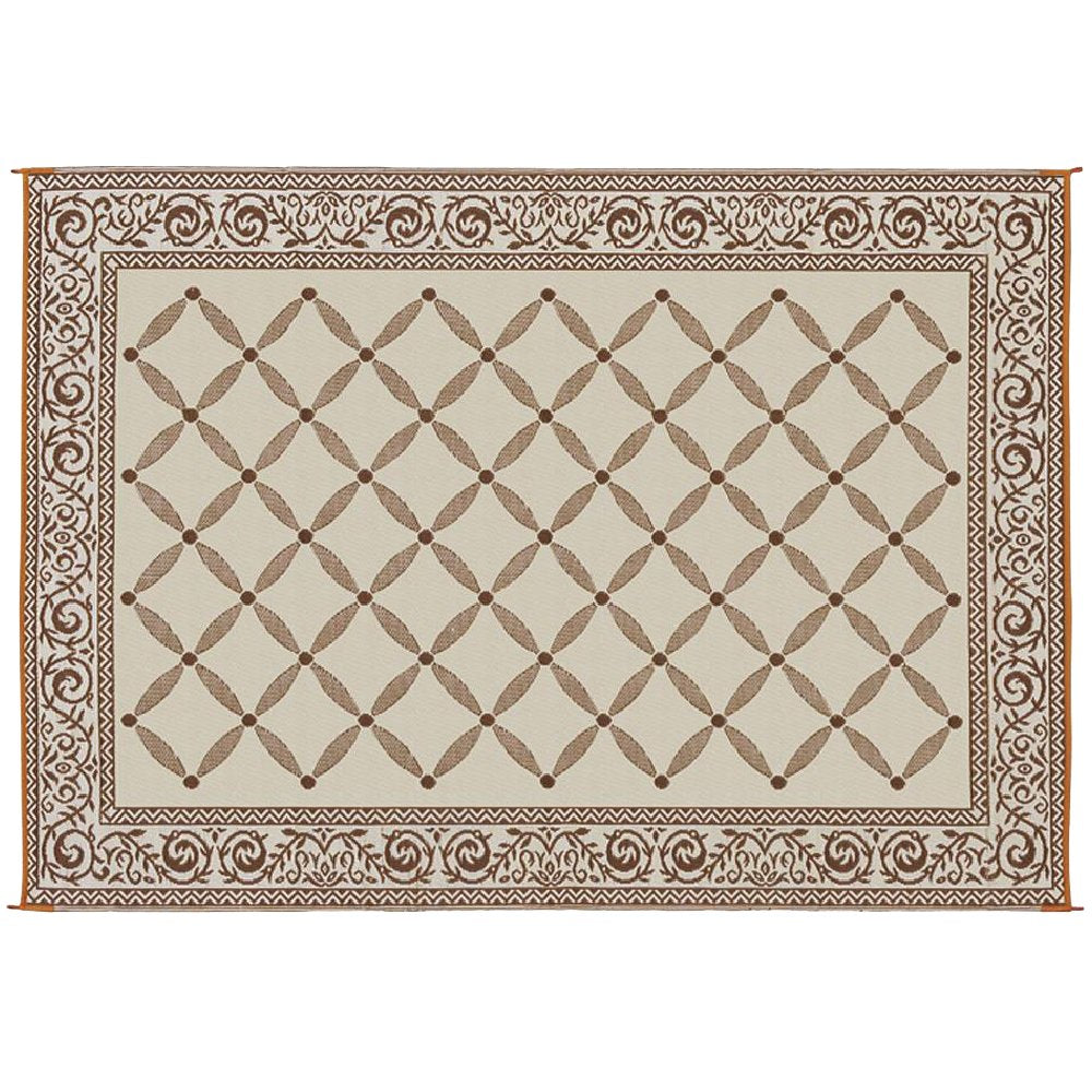 Stylish Camping mat in use on patio under table demonstrating comfortable outdoor living
