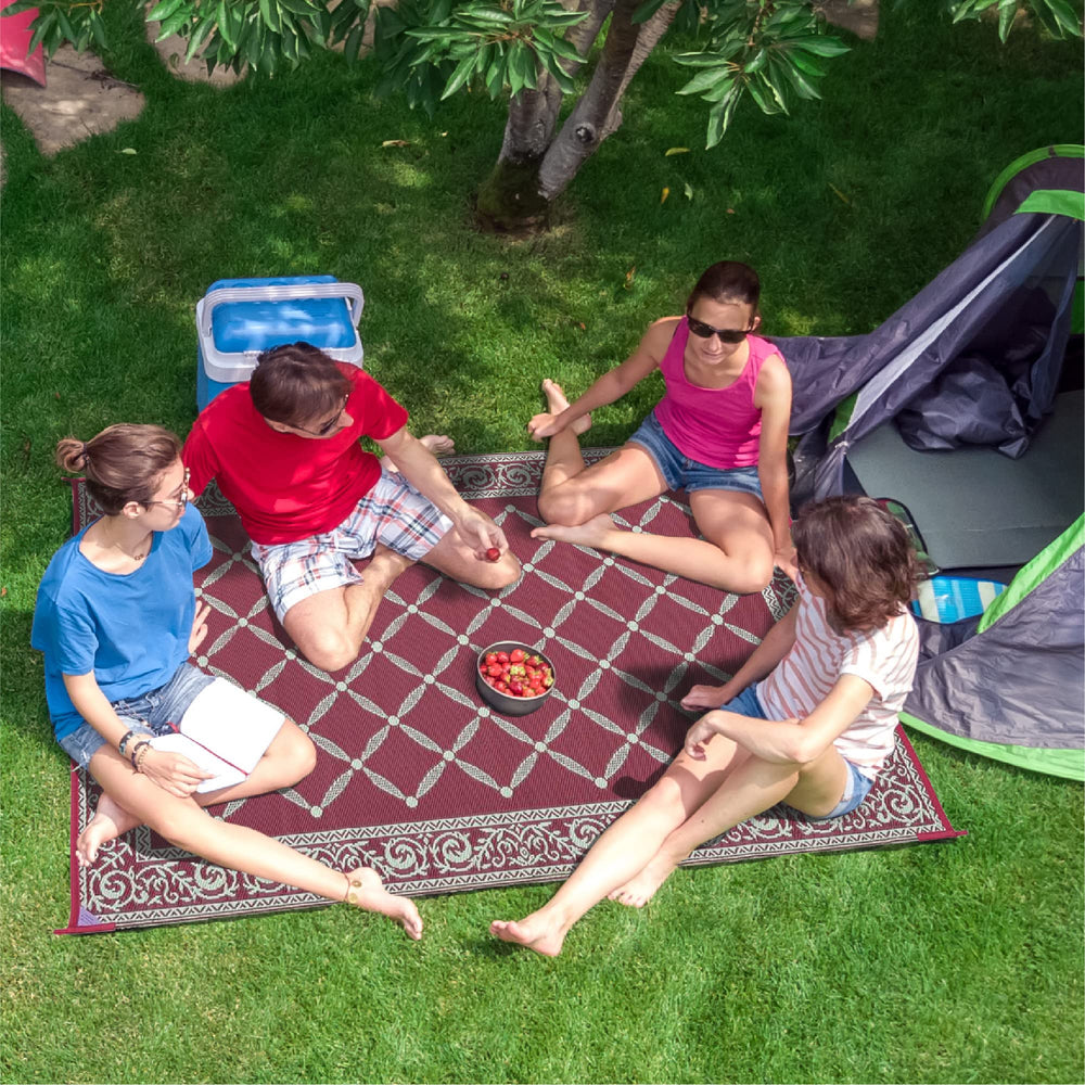 Stylish Camping closeup of reversible pattern highlighting two colorways and versatility