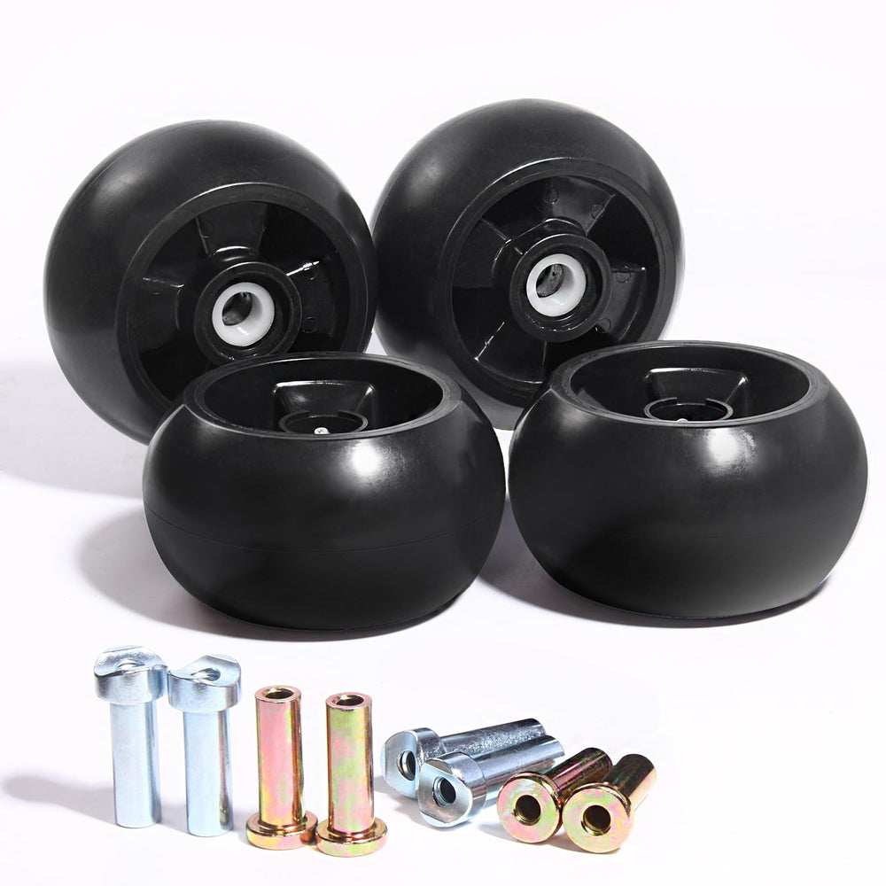 suamoterr front view of four gauge wheels showing fit and replacement convenience