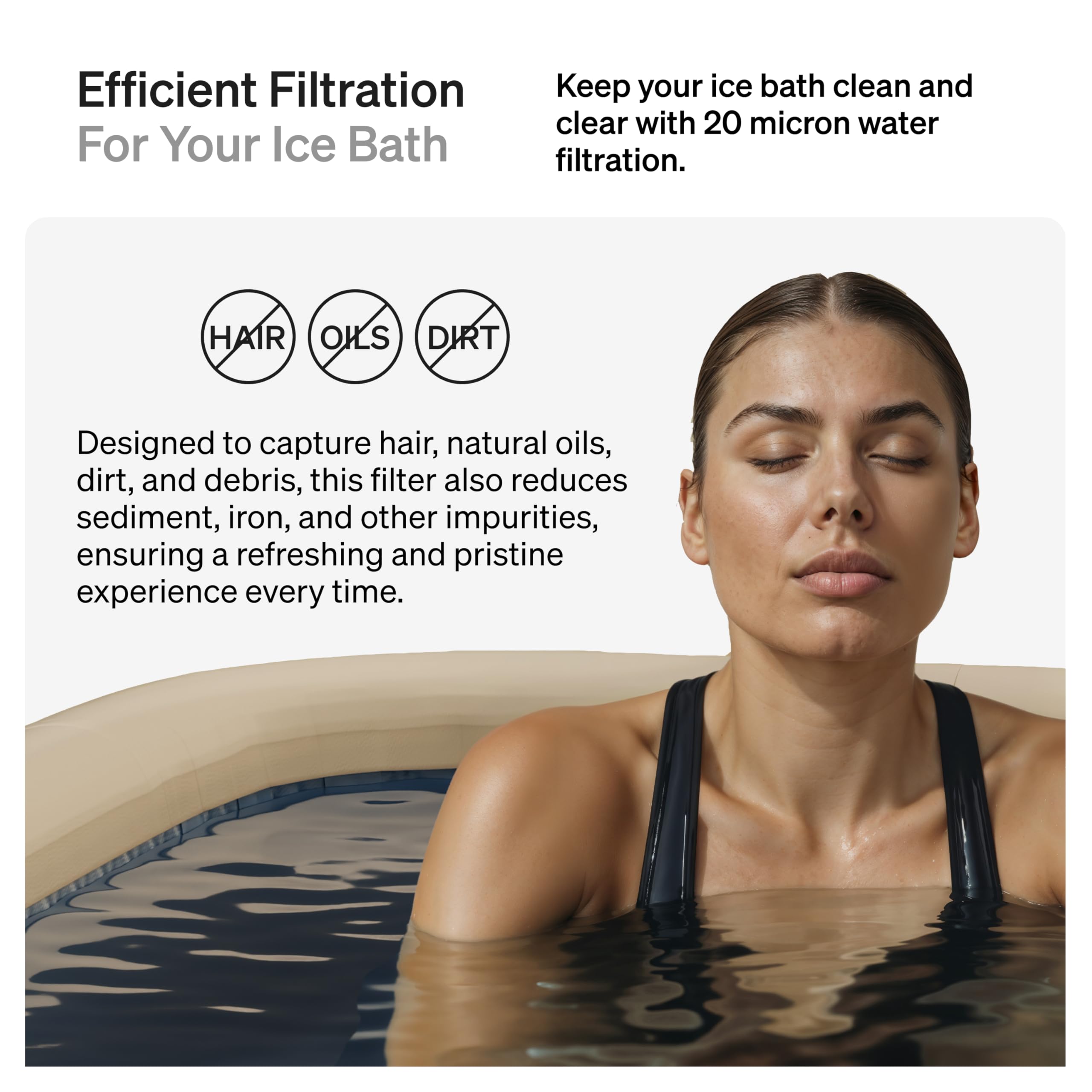 Submerge Ice Bath filter installed in a cold plunge chiller demonstrating easy fit and pump protection