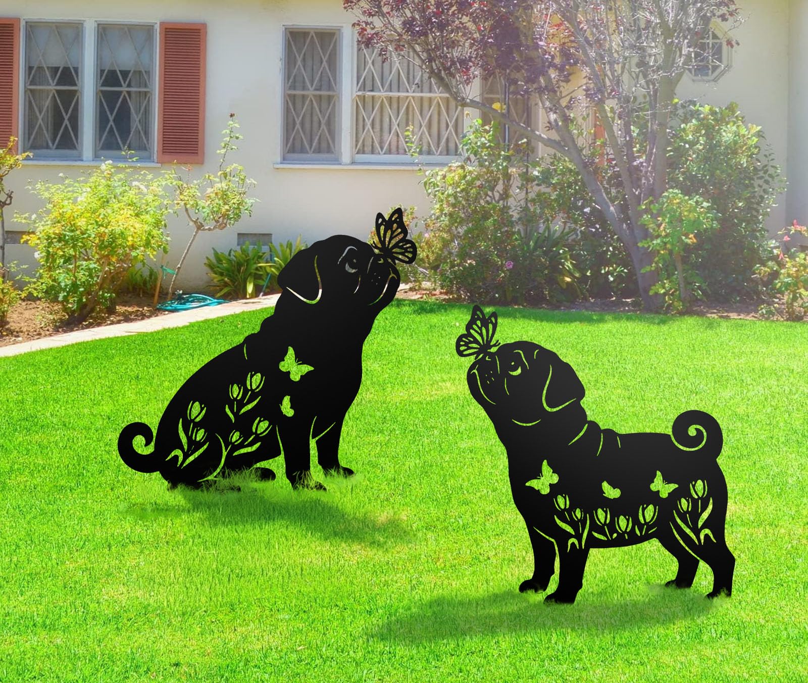 Subvise close-up metal pug silhouette highlighting crisp cut lines and weather resistance