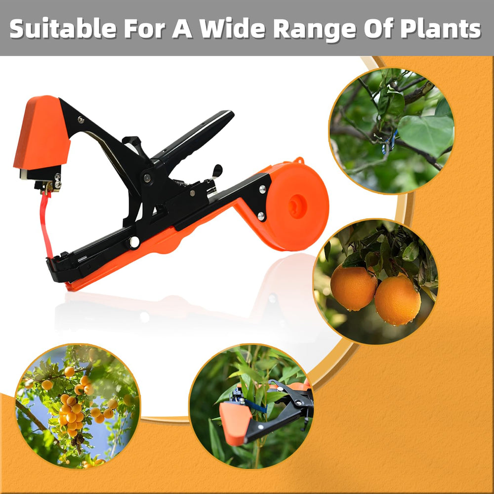SUCA tapener in hand fastening vine to support for quicker trellising