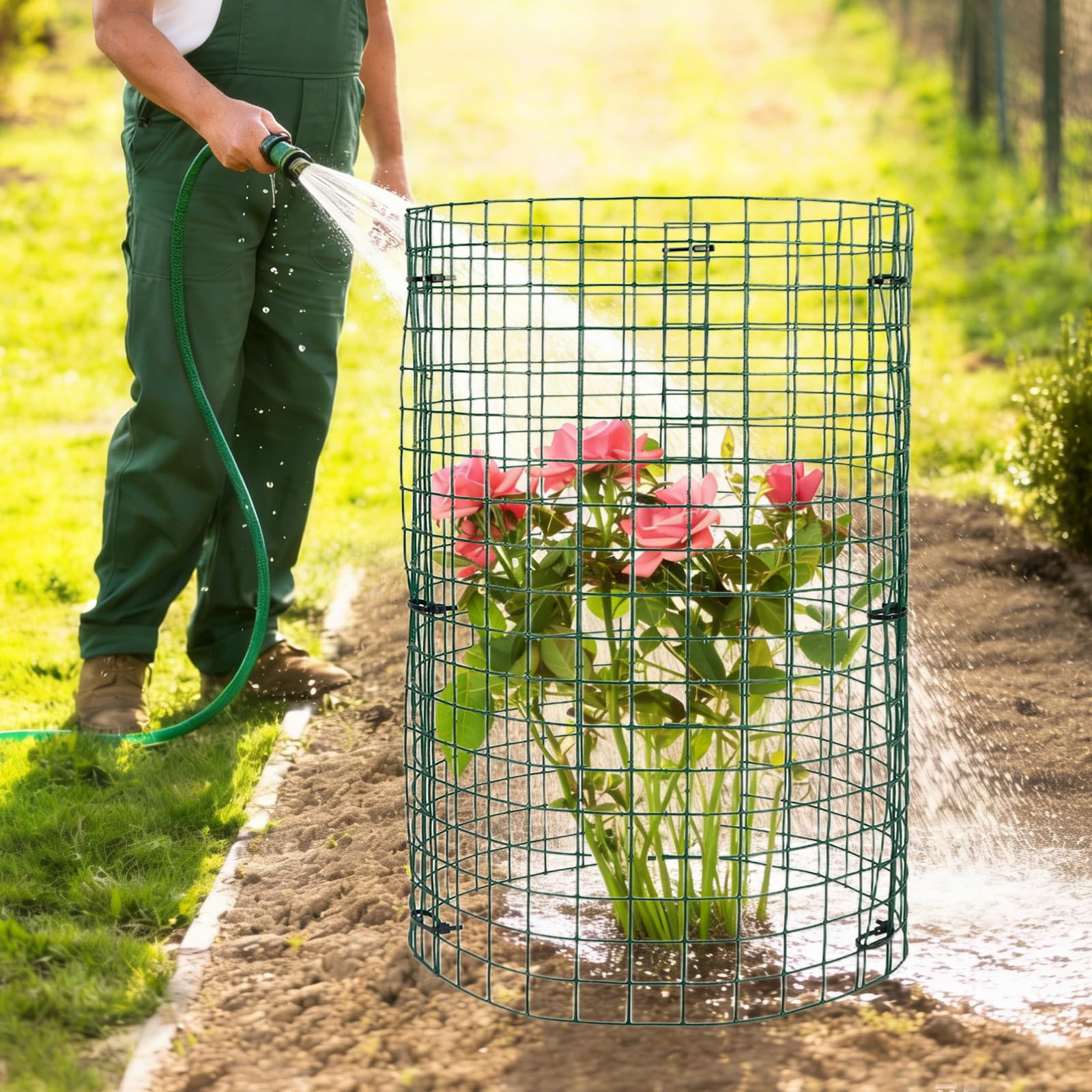 succulentlovers U-shaped ground stakes anchored in soil, securing cages against animals