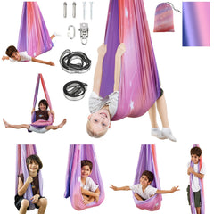 SUCHDECO front view of sensory swing showing cocoon shape and calming space