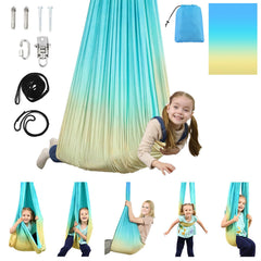 SUCHDECO front view of sensory swing showing cocoon shape and secure feeling