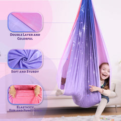 SUCHDECO swing supporting adult showing strong 300 lb capacity benefit
