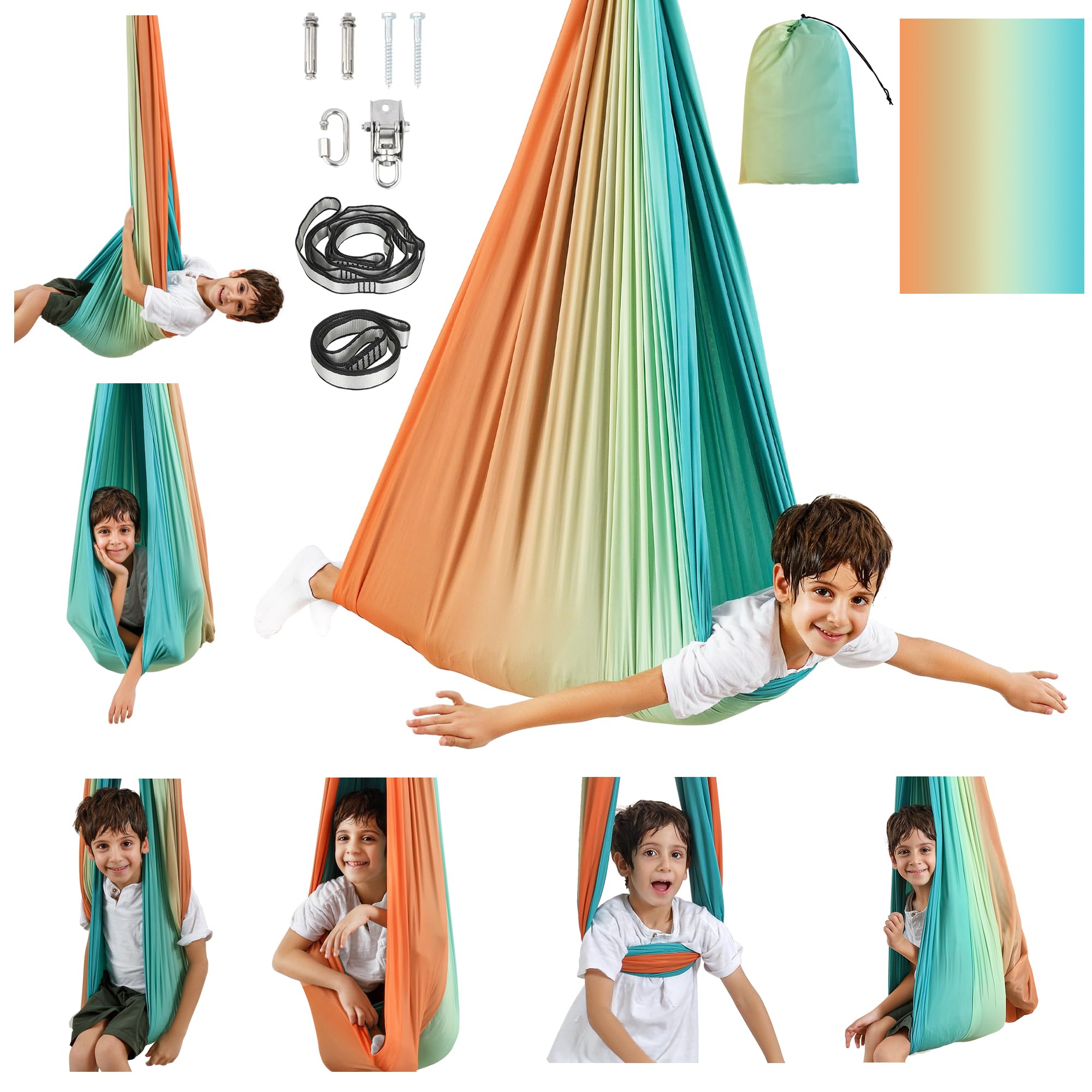 SUCHDECO sensory swing front view showing cocoon shape and comfort