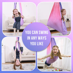 SUCHDECO swing in use with child demonstrating calming vestibular benefit
