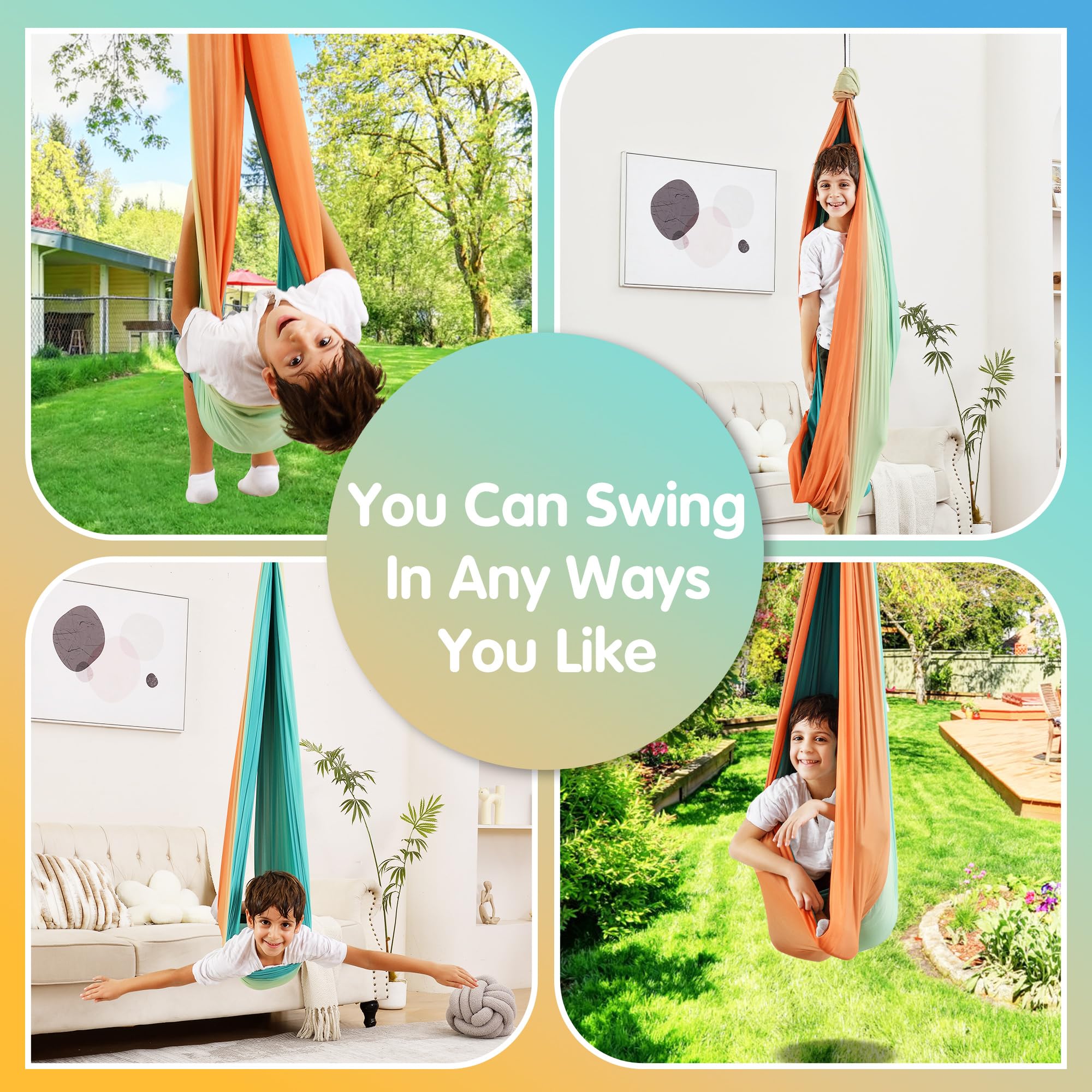 SUCHDECO swing hung outdoors showing weather-ready relaxation spot