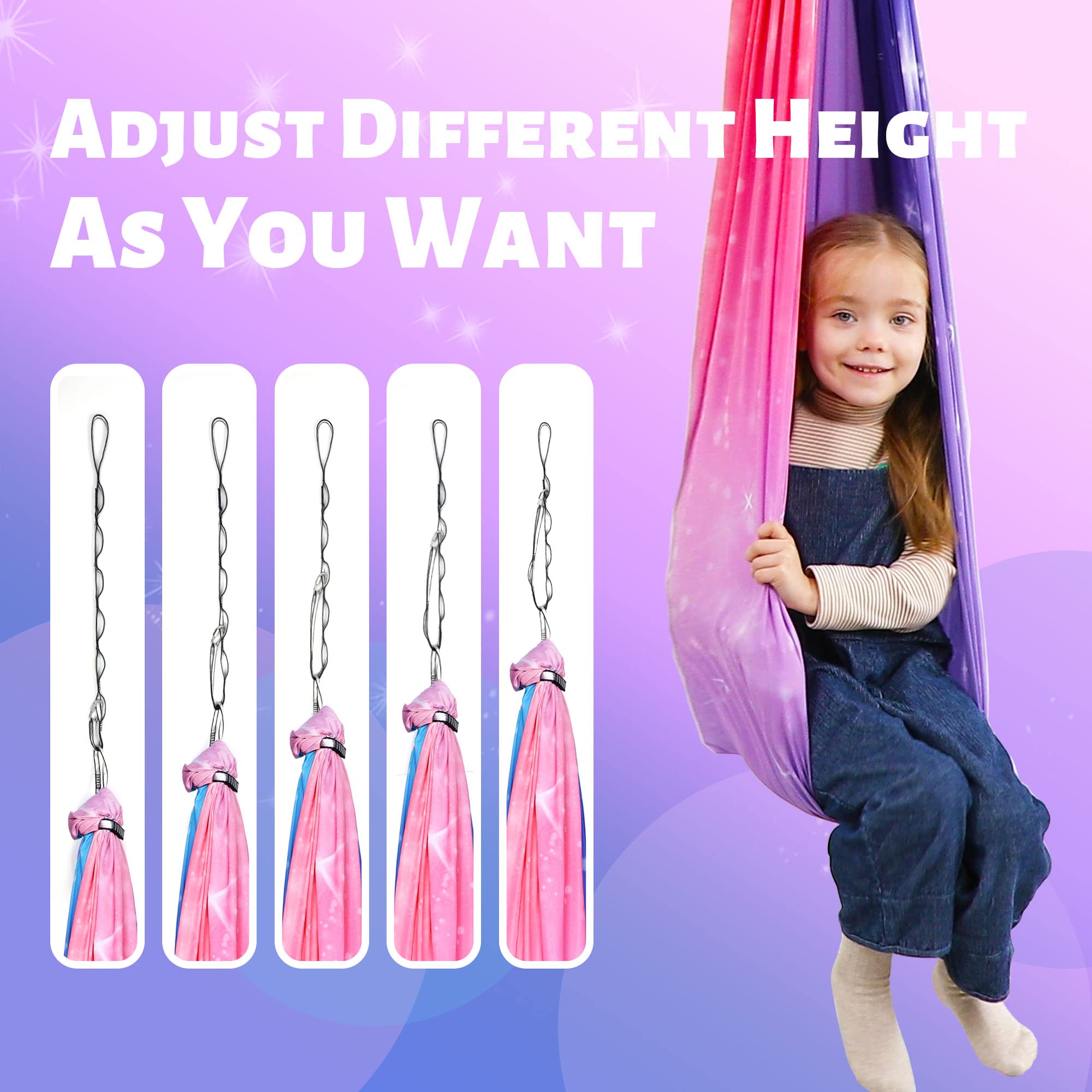 SUCHDECO swing next to chair showing size and space-saving comparison benefit