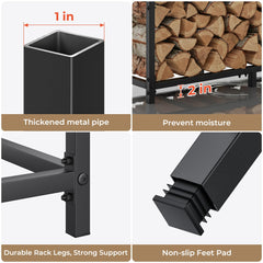 suchown rack placed beside a fireplace creating tidy, accessible firewood storage