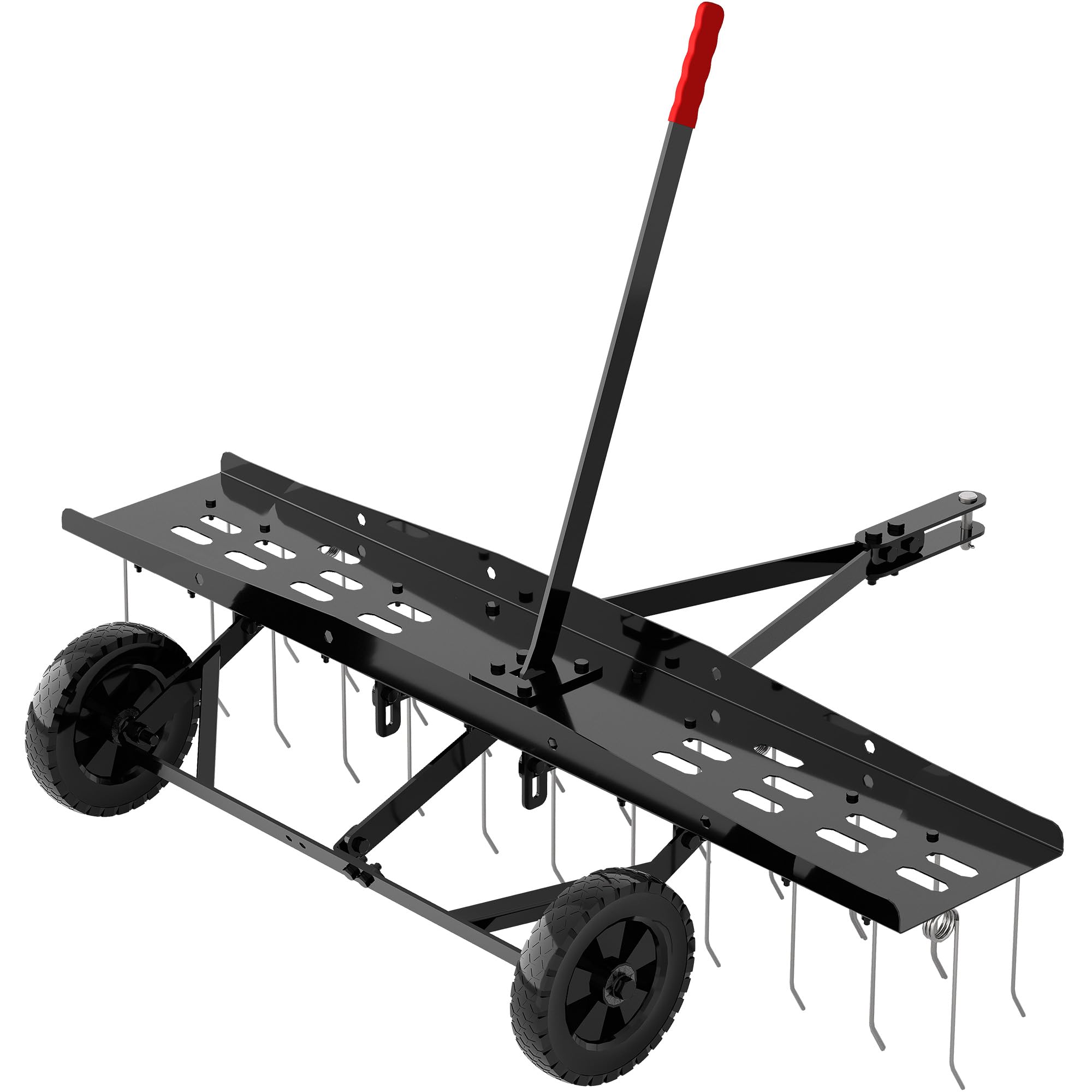 Suchtale closeup of spring tines highlighting durable steel and effective dethatching