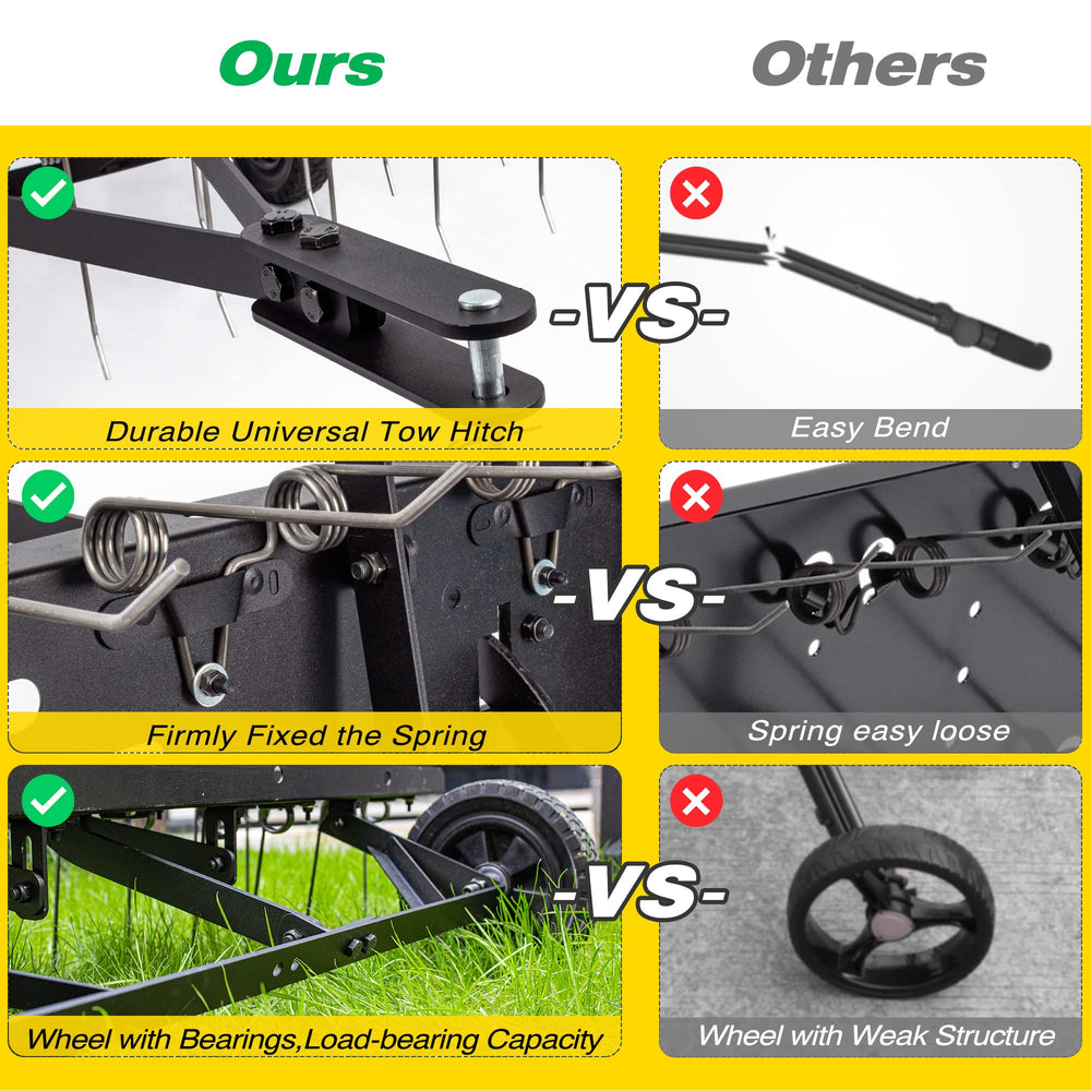 Suchtale attached to a riding mower illustrating easy tow connection