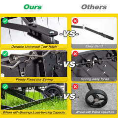 Suchtale attached to a riding mower illustrating easy tow connection