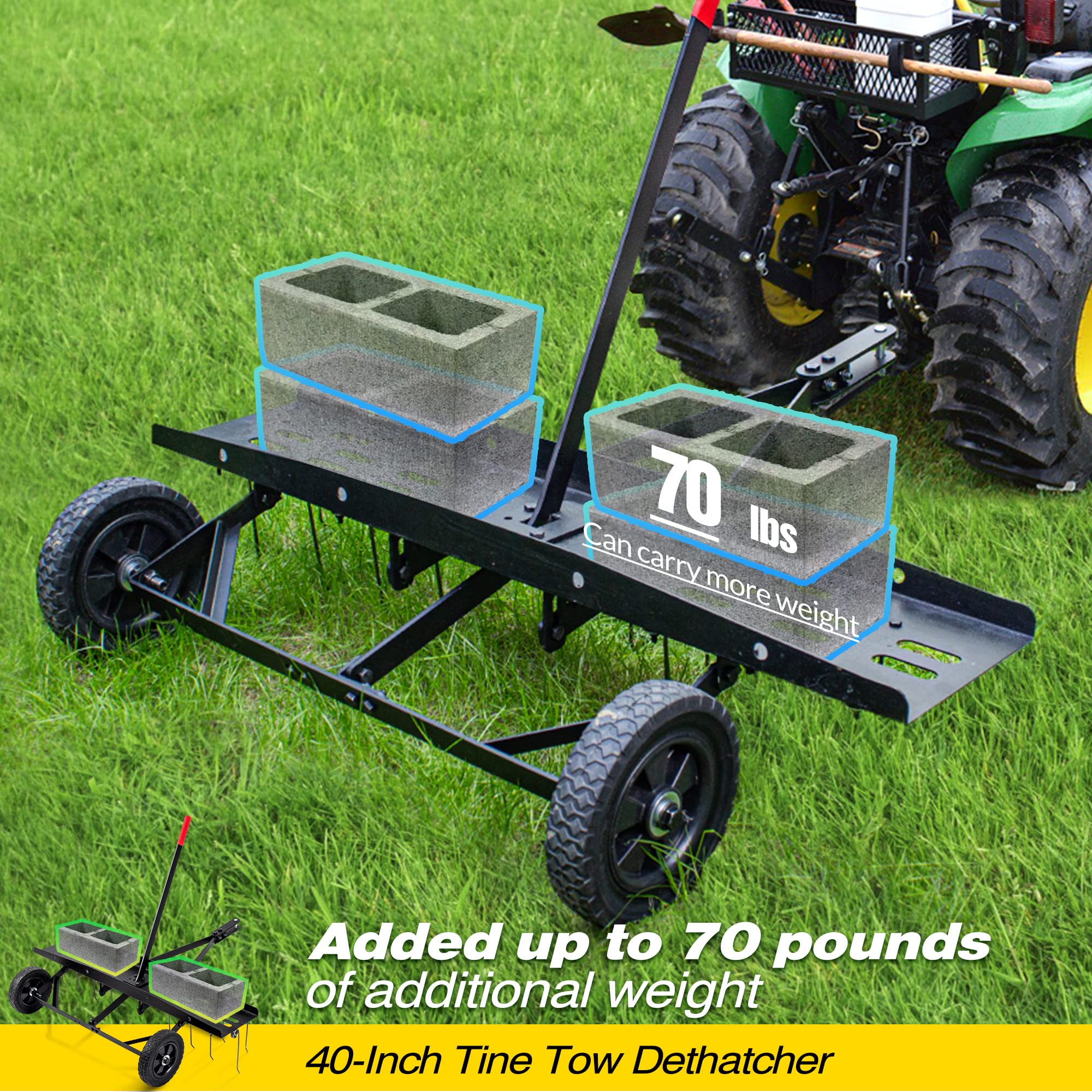 Suchtale in use on large lawn showing faster thatch removal and greener turf
