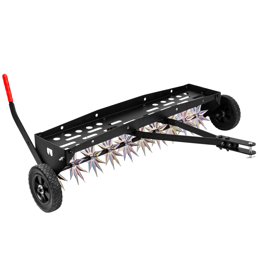 Suchtale front view of assembled aerator showing durable frame and tines for reliable performance