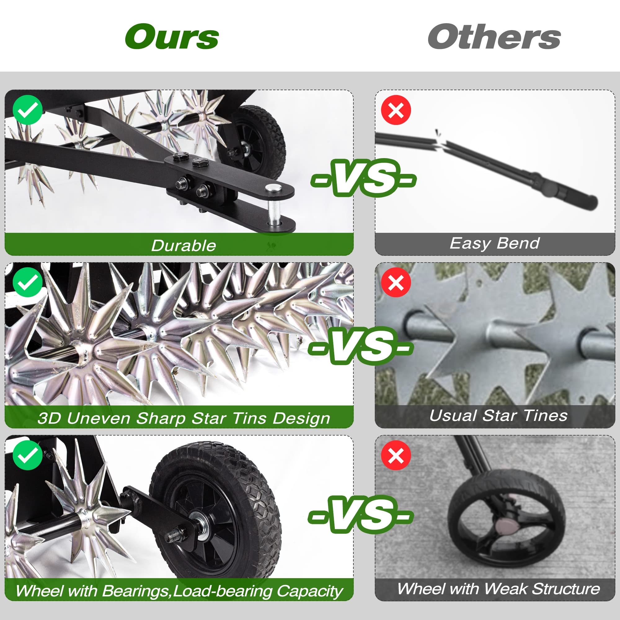 Suchtale tow bar and pin-style hitch detail for quick attachment to ATVs and riding mowers