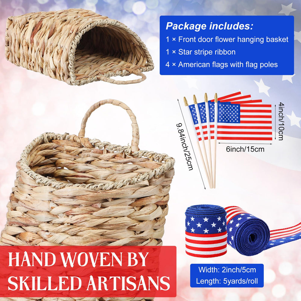 Suclain four small American flags with wooden poles for bold color pops