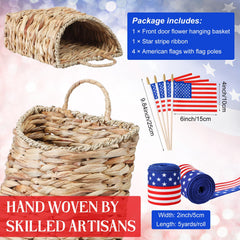 Suclain four small American flags with wooden poles for bold color pops