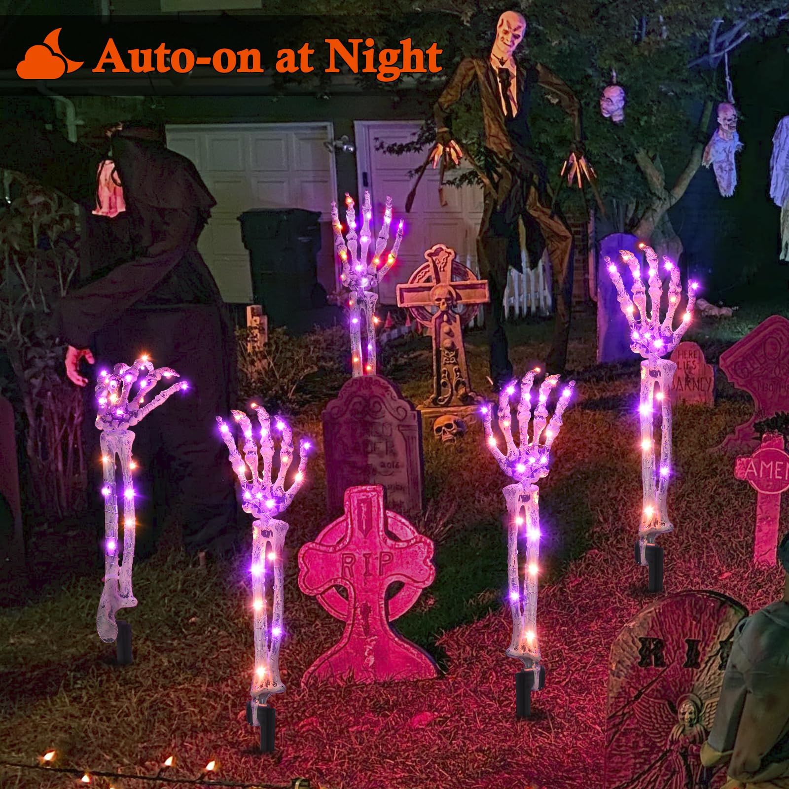 Sucolite pathway lined with arms producing coordinated Halloween ambiance