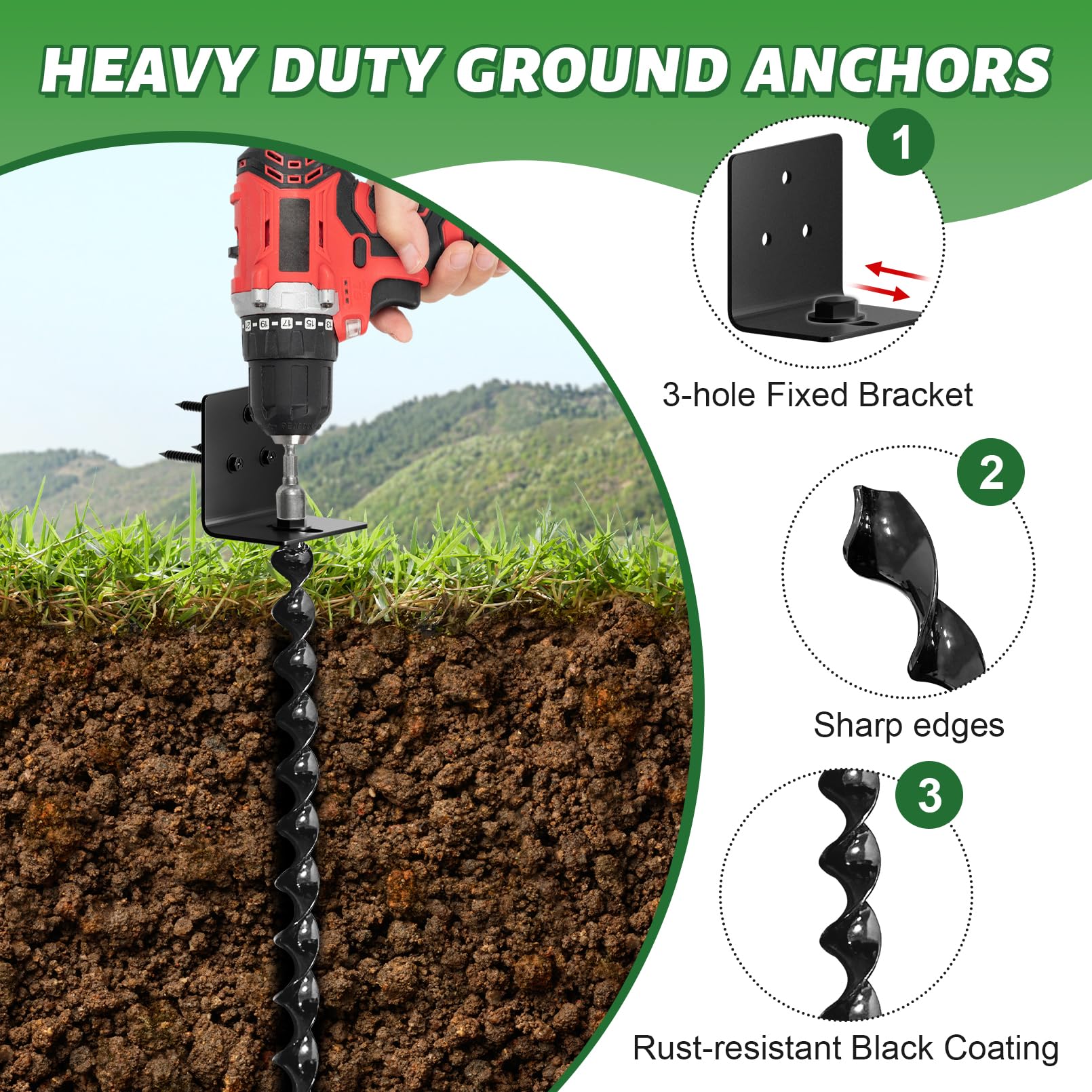 Suemoss drill adapter attached to anchor during installation for faster setup