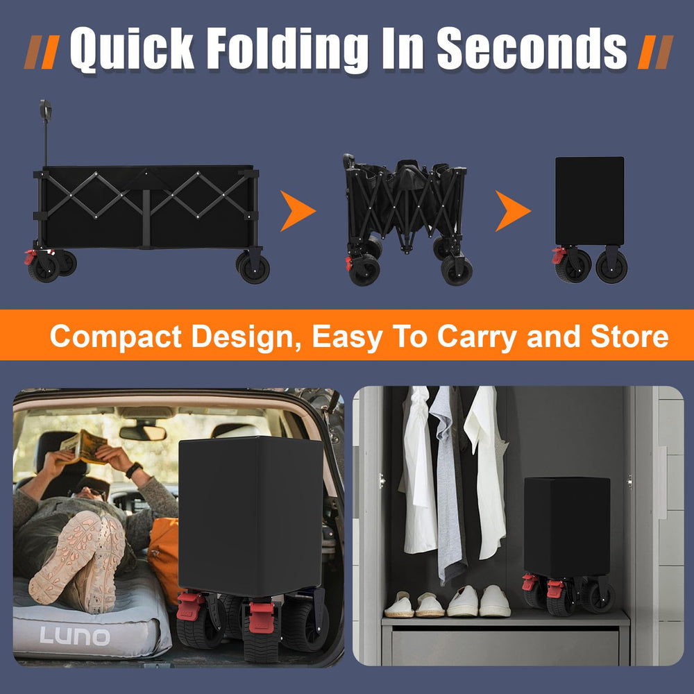 Suemoss wagon fitting in SUV trunk for convenient portability
