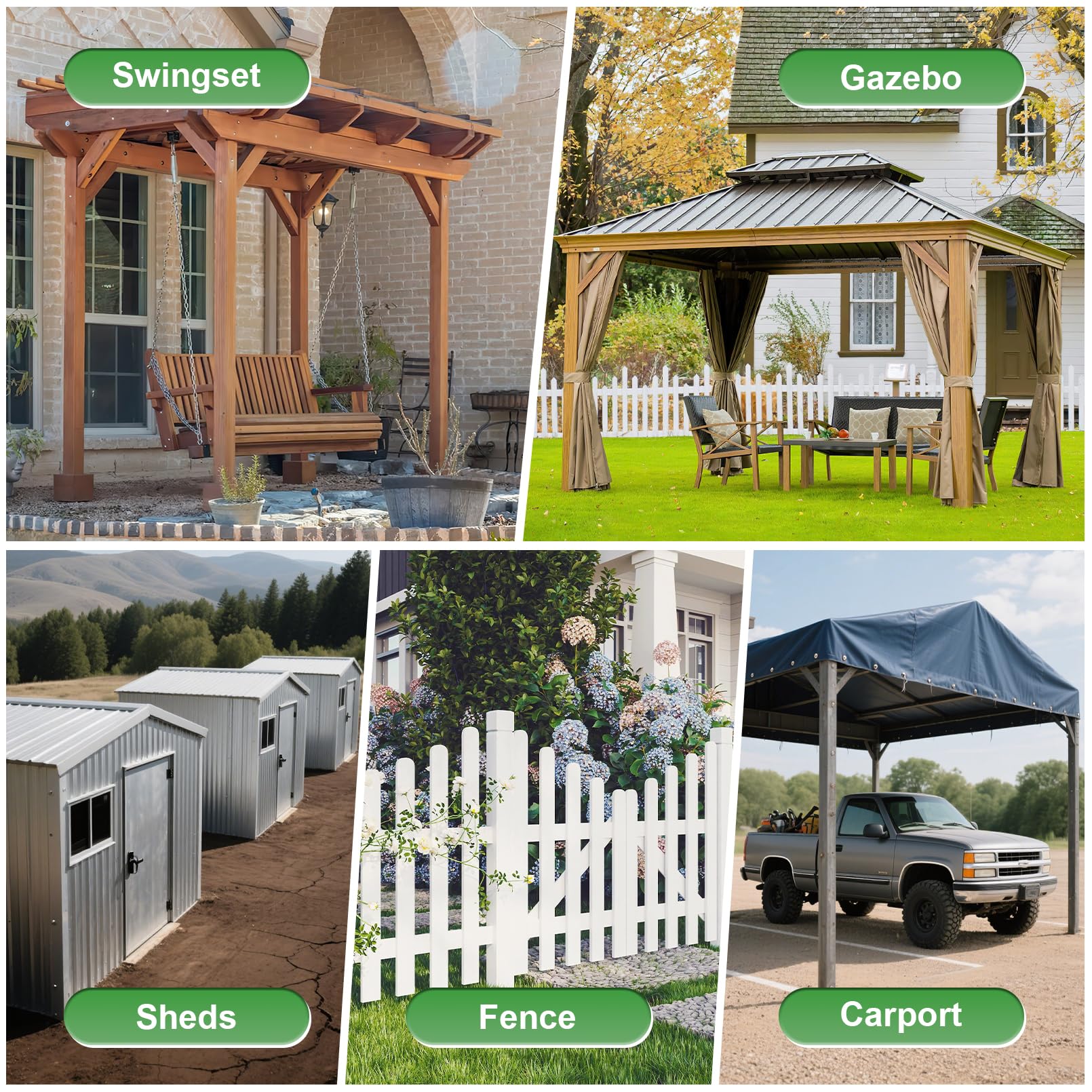 Suemoss gazebo secured with anchors in backyard demonstrating wind resistance