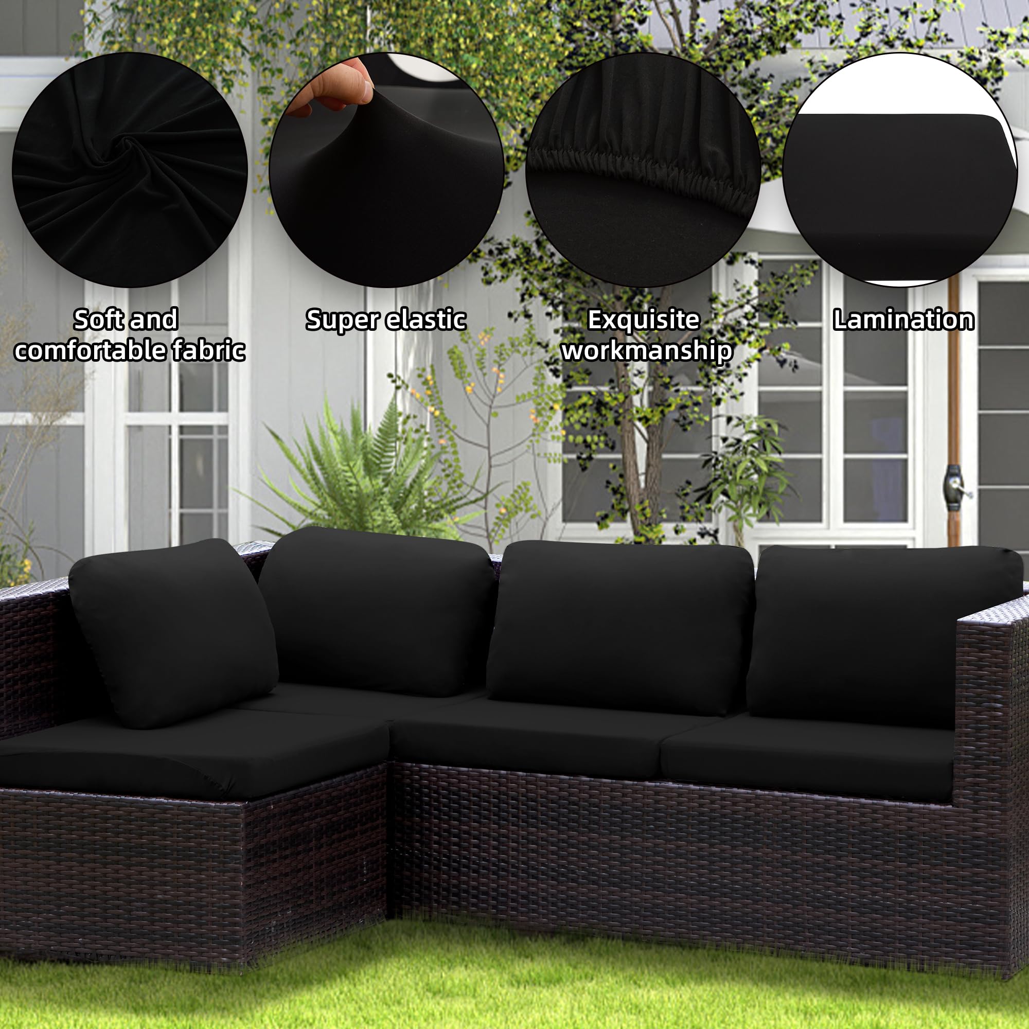 SUKAIKEQA patio couch with covers before and after showing refreshed look and concealment benefit