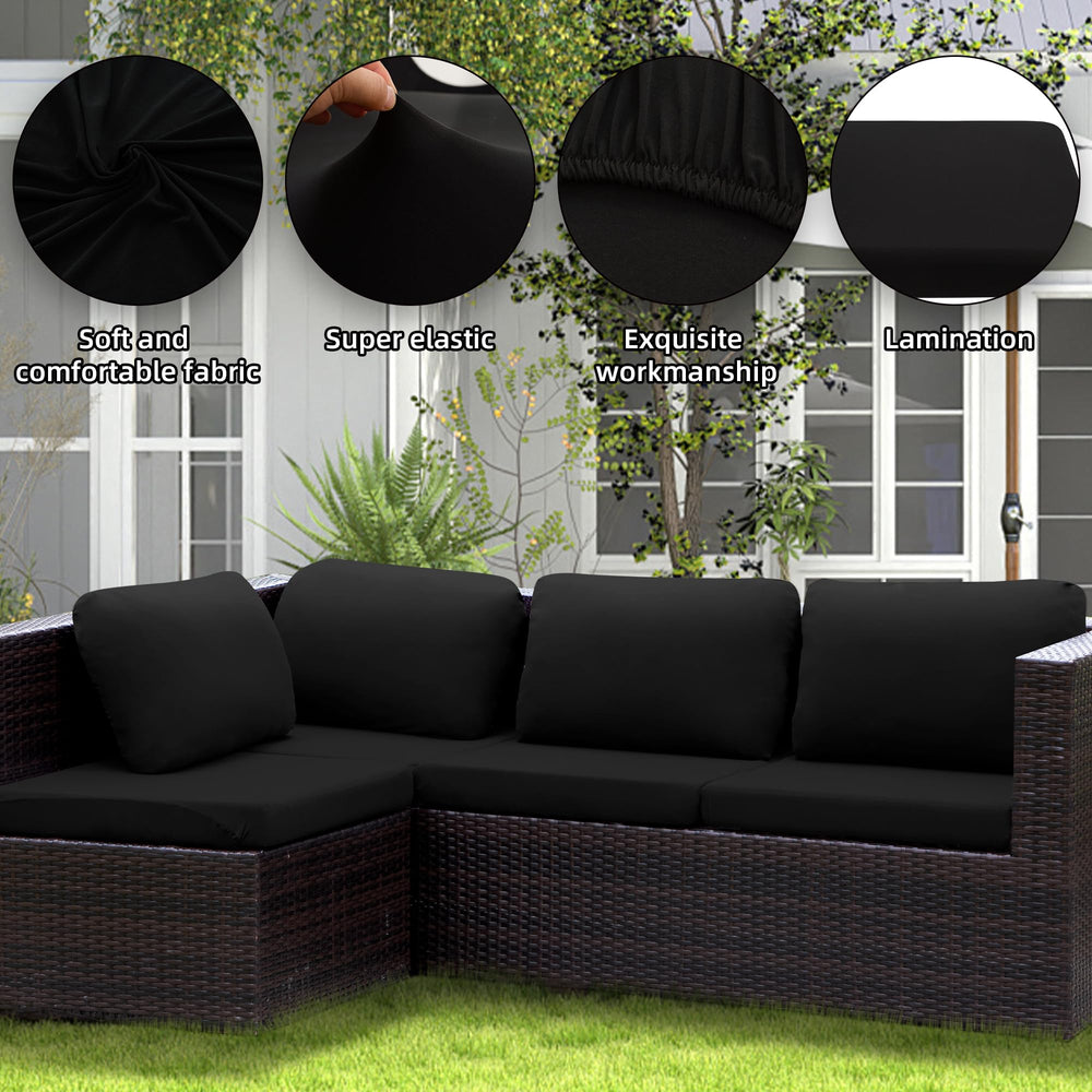 SUKAIKEQA patio couch with covers before and after showing refreshed look and concealment benefit