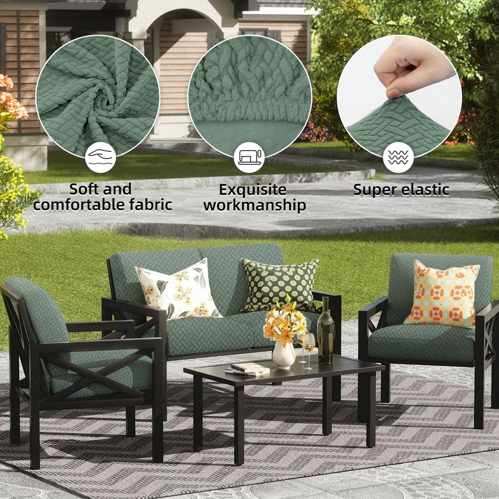 SUKAIKEQA fitted slipcovers on outdoor sofa enhancing patio appearance