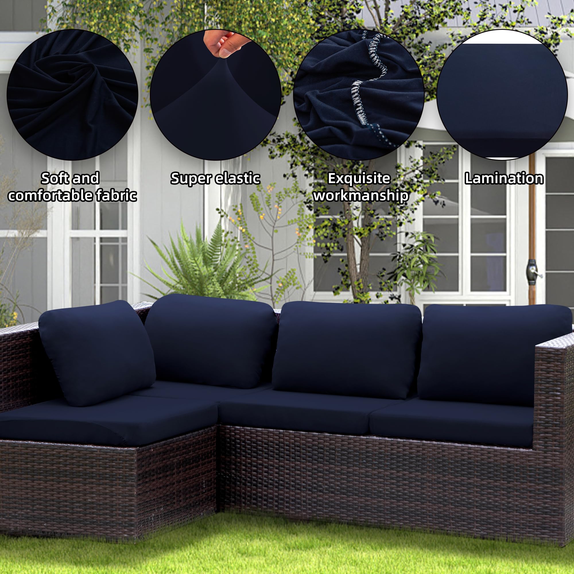 SUKAIKEQA covers on a sectional patio sofa showing refreshed appearance