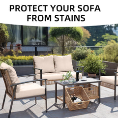 SUKAIKEQA covers on sectional in garden showing durable outdoor use