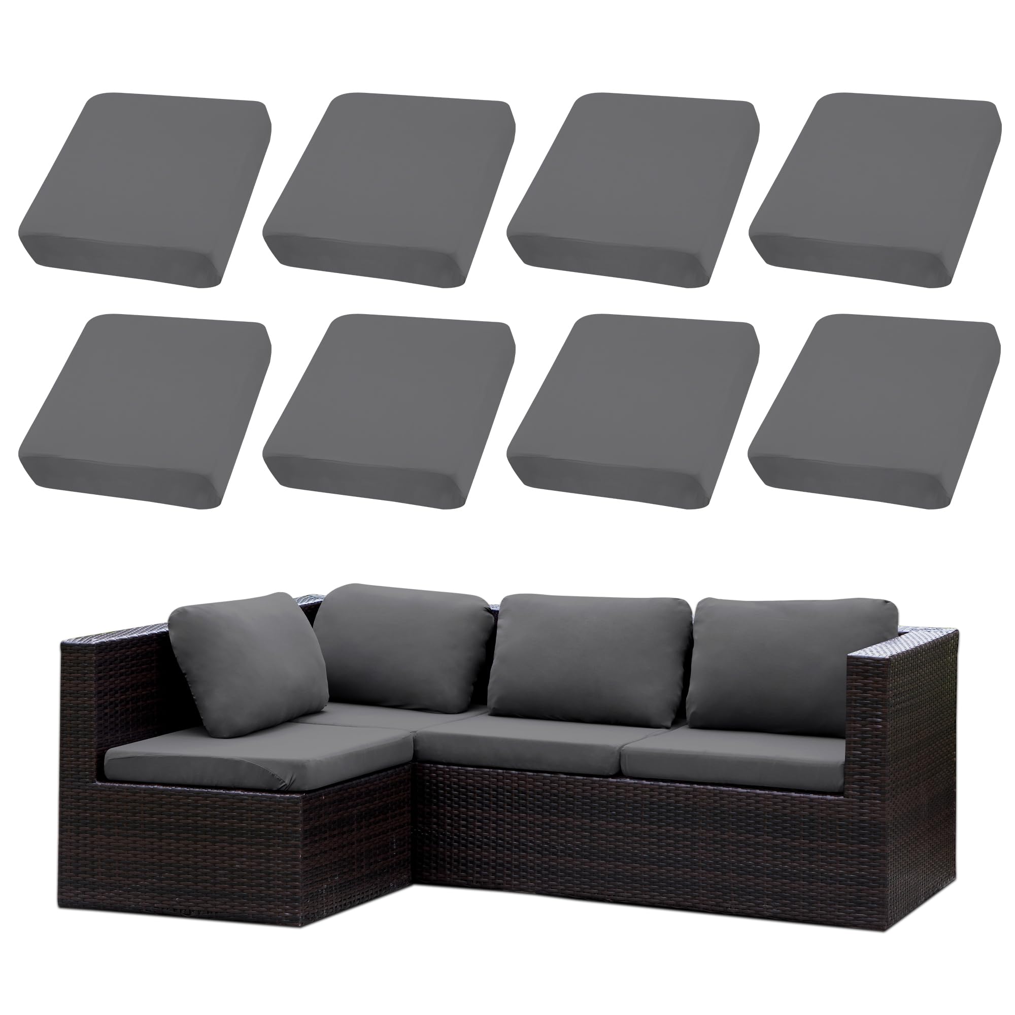 SUKAIKEQA front view showing eight cushion covers renewing sofa appearance