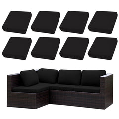 SUKAIKEQA front view of 8-piece outdoor cushion covers set showing coordinated colors and packaging benefit