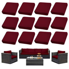 SUKAIKEQA front view of 14PCS patio cushion covers showing complete set and colors