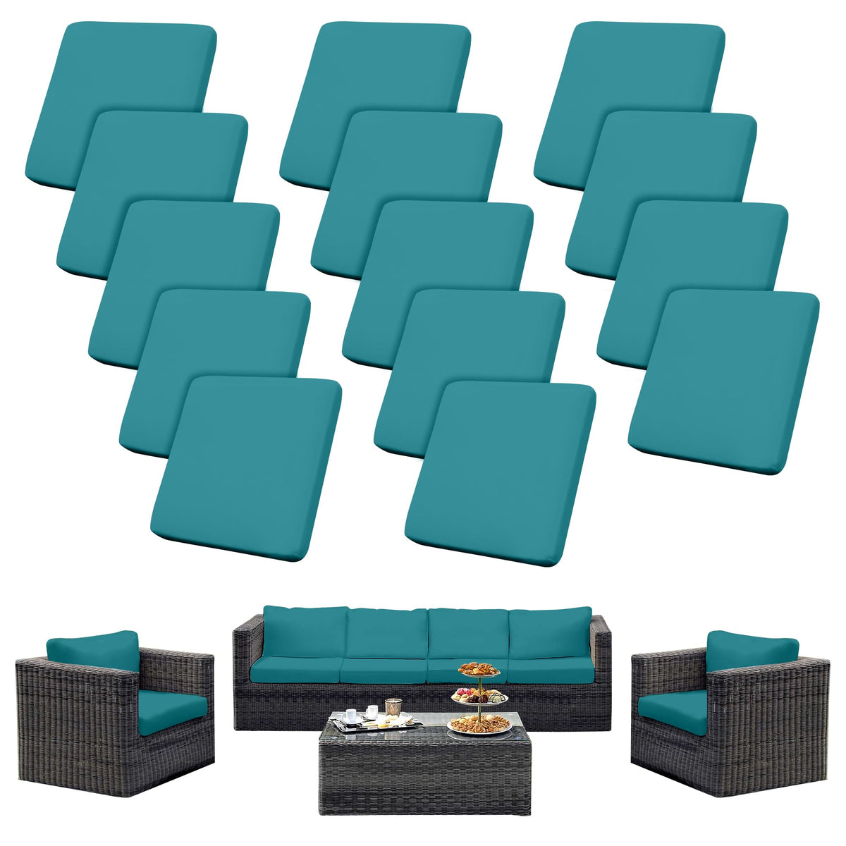SUKAIKEQA front view of 14-piece patio cover set showing neat packaging and included pieces