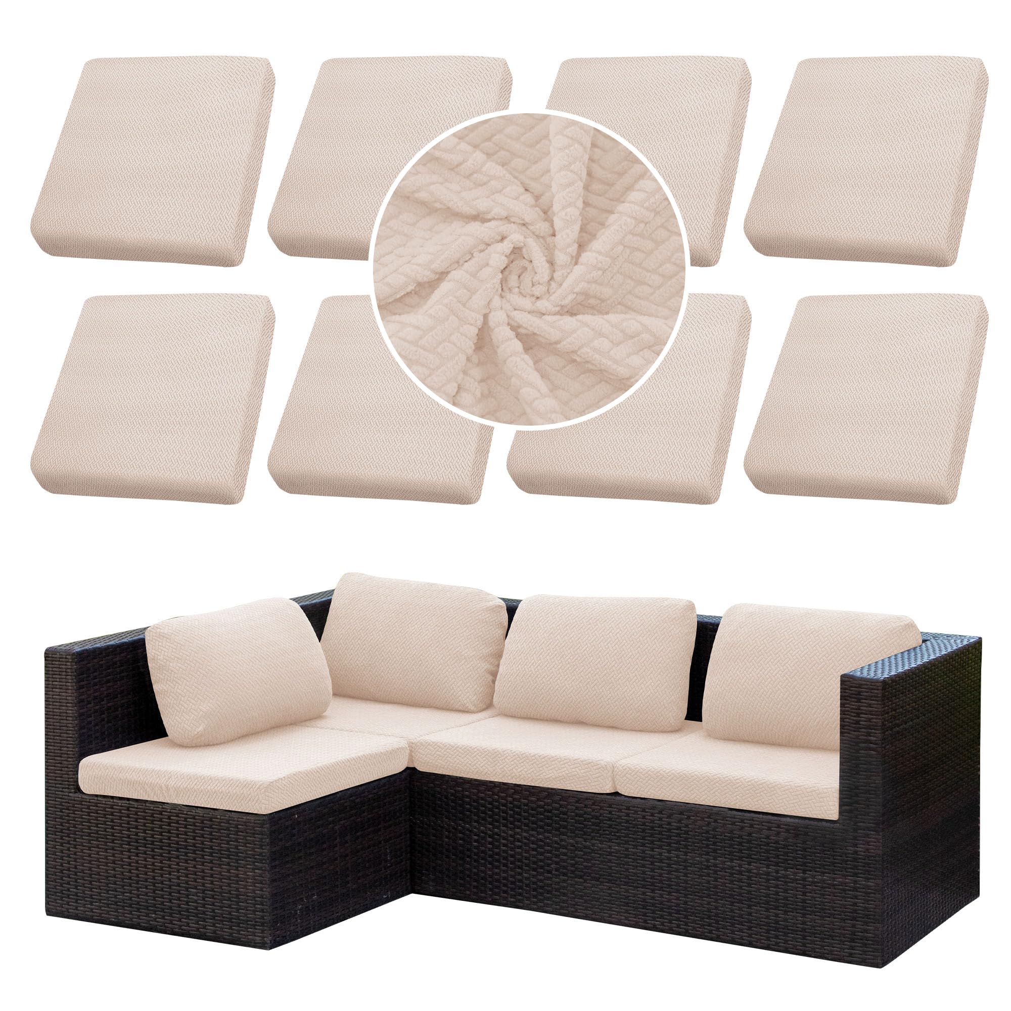 SUKAIKEQA front view showing full eight-piece cover set, fresh look benefit