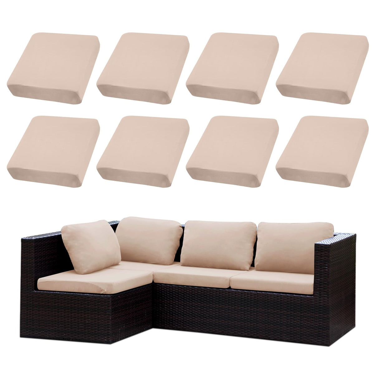 SUKAIKEQA front view showing fitted patio sofa covers and refreshed look