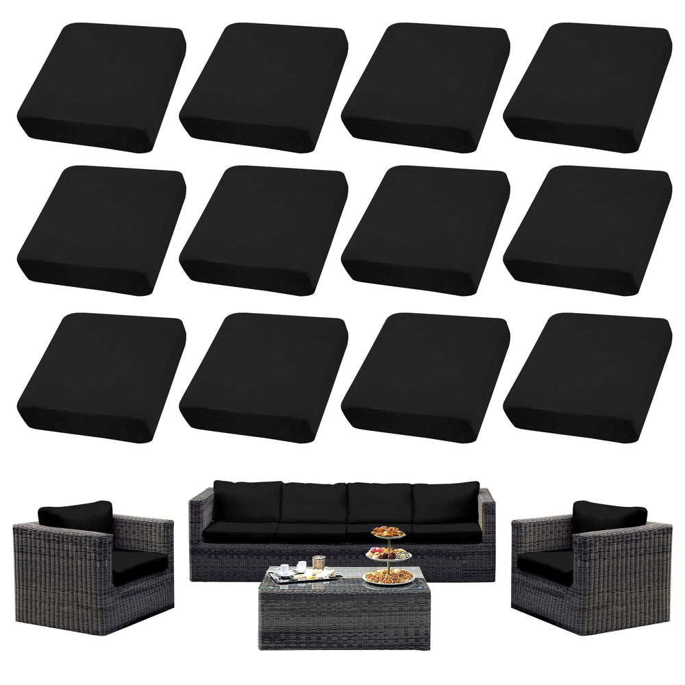 SUKAIKEQA front view of 12PCS covers on patio sofa showing refreshed look