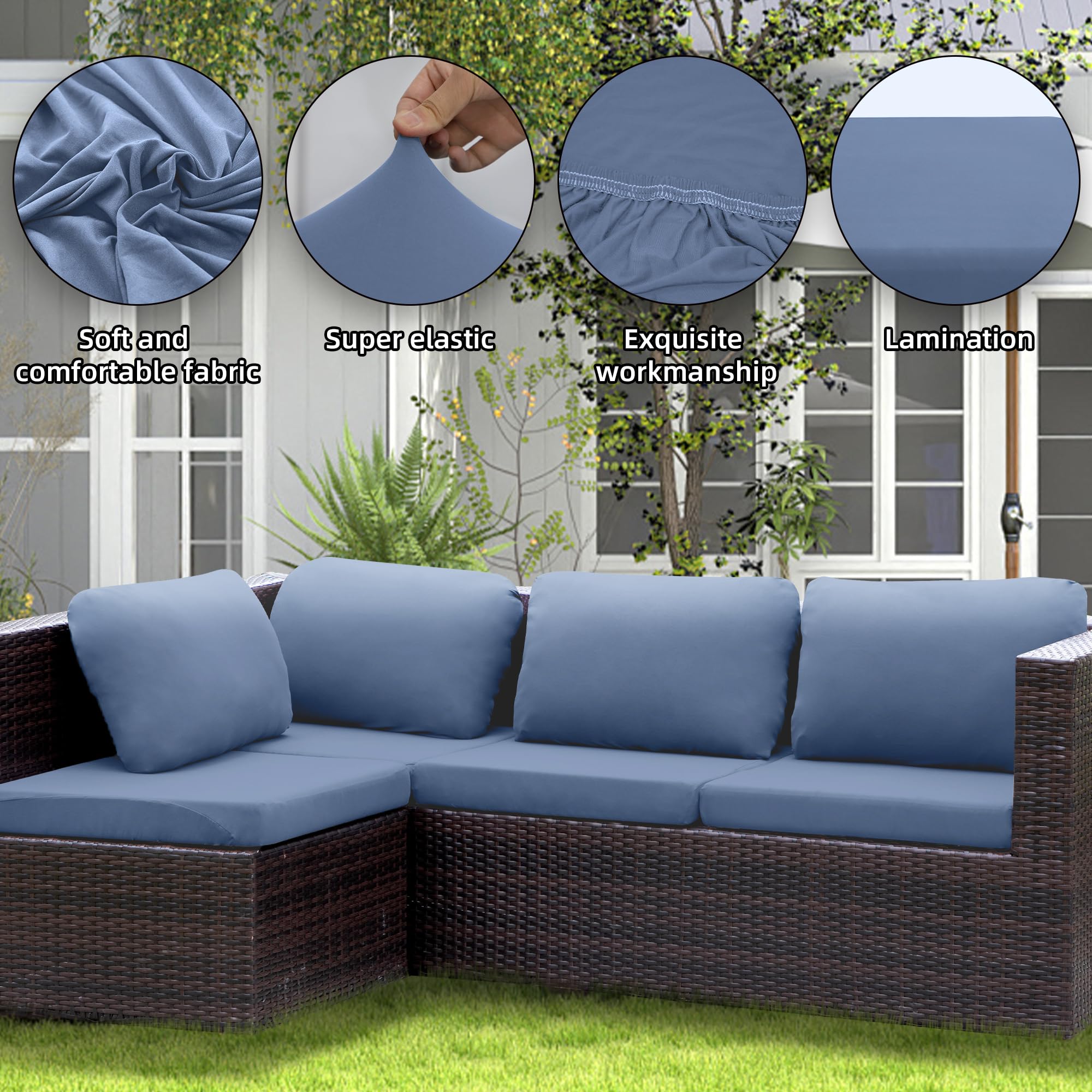SUKAIKEQA covers installed on patio sofa demonstrating renewed coordinated look