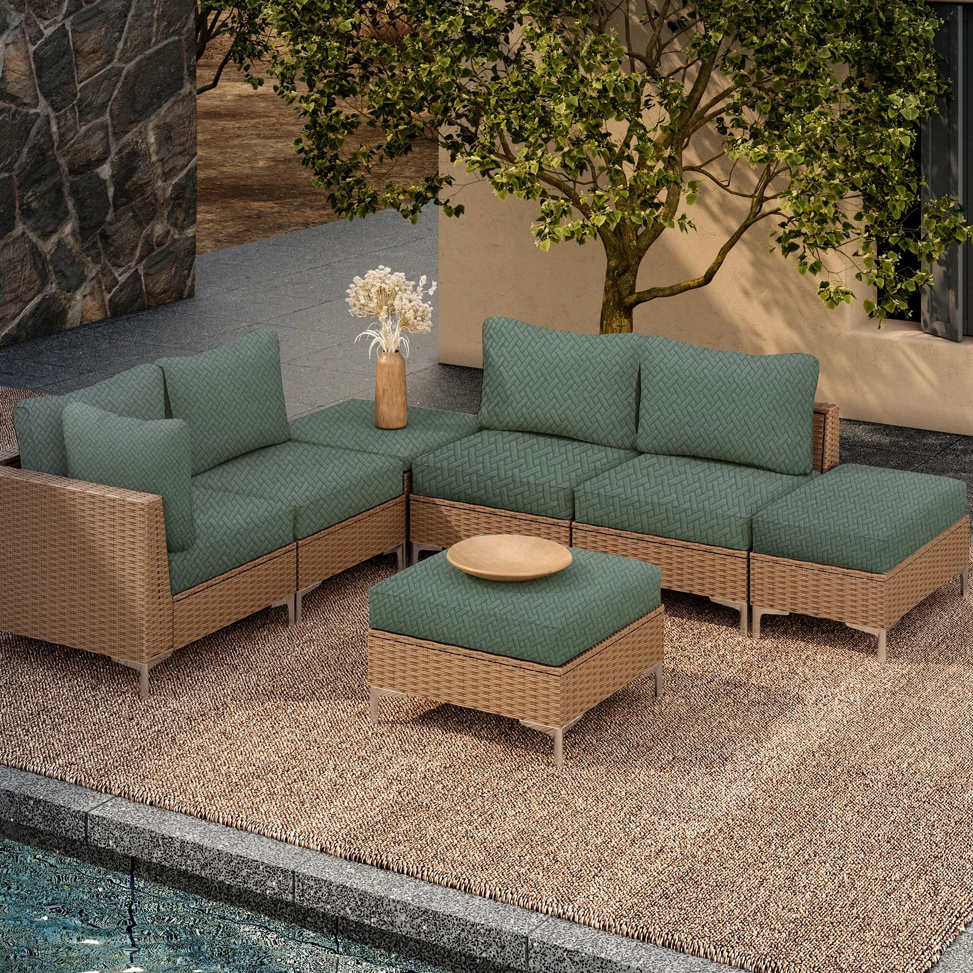 SUKAIKEQA lifestyle patio scene showing upgraded seating comfort and style